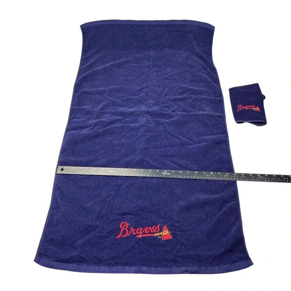 Atlanta Braves Towel Washcloth Embroidered Tomahawk Navy Blue Logo MLB Baseball